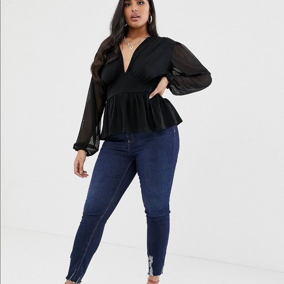 ASOS Curve Tops Asos Curve Long Balloon Mesh Sleeve Poshmark